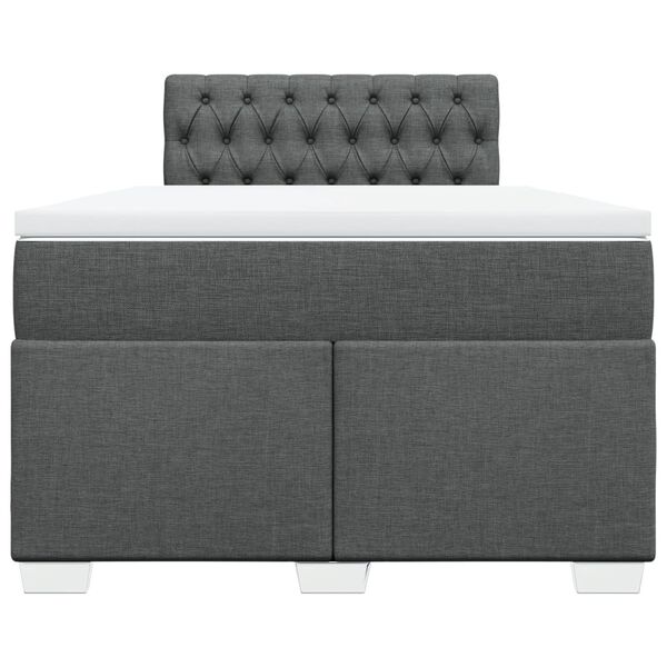 vidaXL Cama box spring con colch&oacute;n tela gris oscuro 120x200 cm