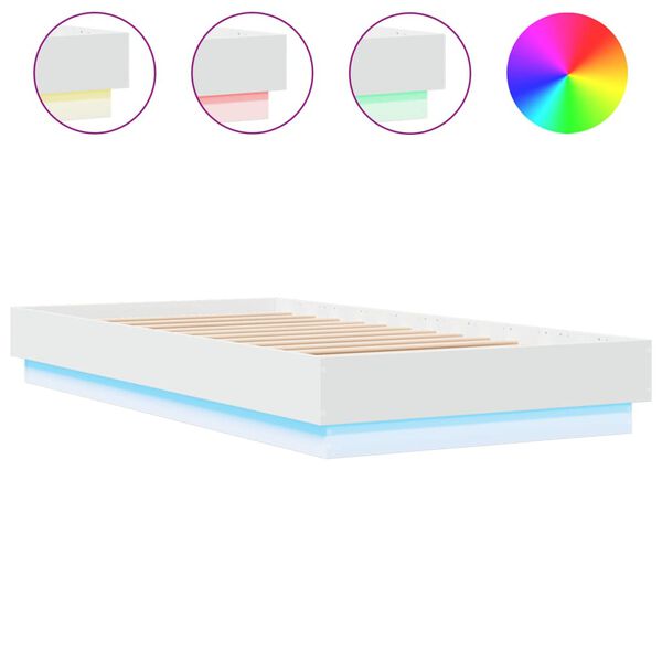 vidaXL Estructura de cama con luces LED blanco 90x190 cm