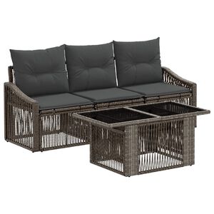 vidaXL Conjunto de sof&aacute;s de jard&iacute;n 4 uds. Gris y Gris Oscuro