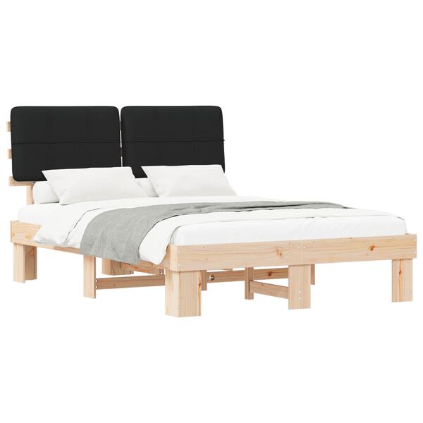 vidaXL Estructura de Cama con Cabecera Tapizada Negro 150 x 200 cm