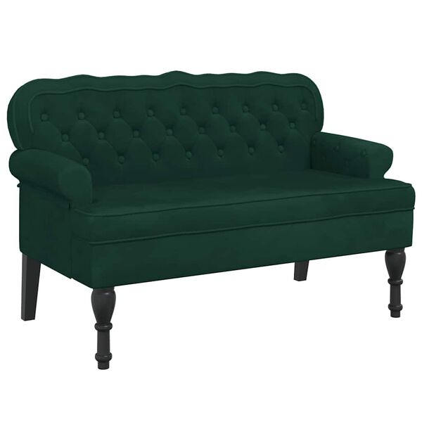 vidaXL Banco con respaldo terciopelo verde oscuro 119,5x64,5x75 cm
