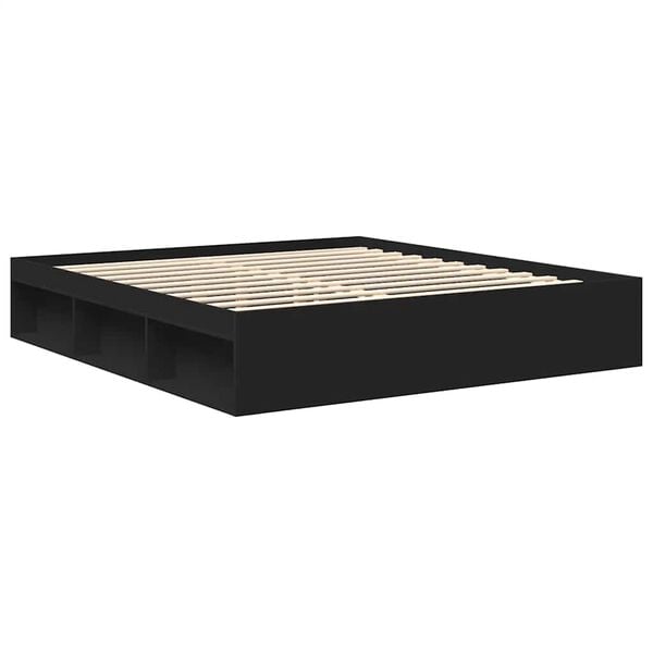 vidaXL Estructura de cama doble sin colch&oacute;n negro 180x200 cm