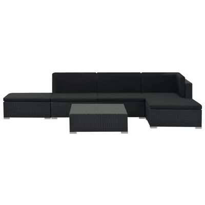 vidaXL Set sofás de jardín 6 piezas y cojines ratán sintético negro