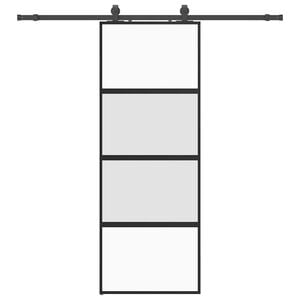 vidaXL Puerta corredera con herrajes negro 76x205 cm vidrio templado