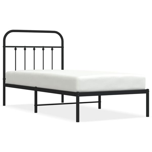 vidaXL Estructura cama sin colchón con cabecero metal negro 90x190 cm