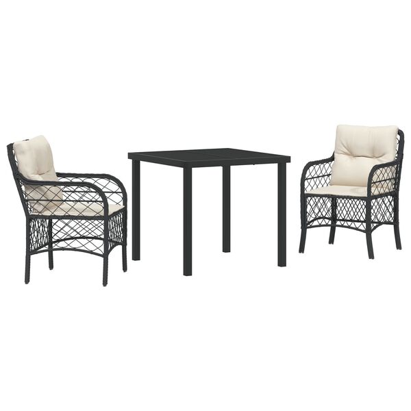 vidaXL Conjunto de Comedor de Jard&iacute;n 9 pcs Negro rat&aacute;n sint&eacute;tico
