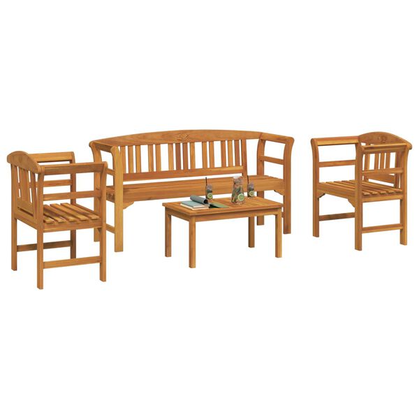 vidaXL Juego de muebles 4 pcs Natural Madera de Acacia S&oacute;lida