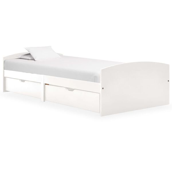 vidaXL Estructura de cama con 2 cajones sin colch&oacute;n blanco 90x200 cm