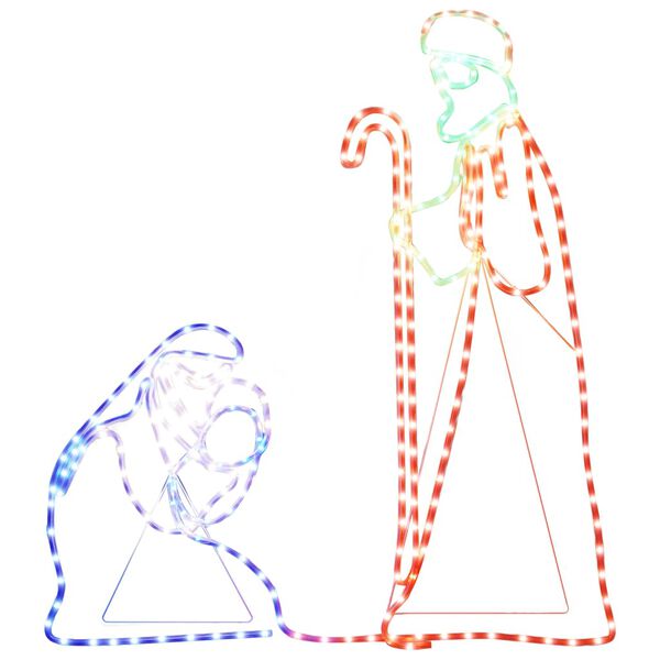 vidaXL Figuras de Navidad de Mar&iacute;a y Jos&eacute; con 264 LED 40x55&38x100 cm