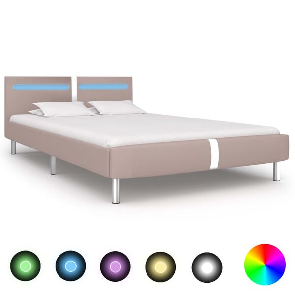 vidaXL Estructura de cama con LED sin colch&oacute;n cappuccino 120x200 cm