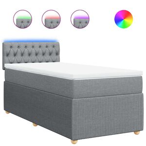 vidaXL Cama box spring con colch&oacute;n tela gris claro 80x200 cm