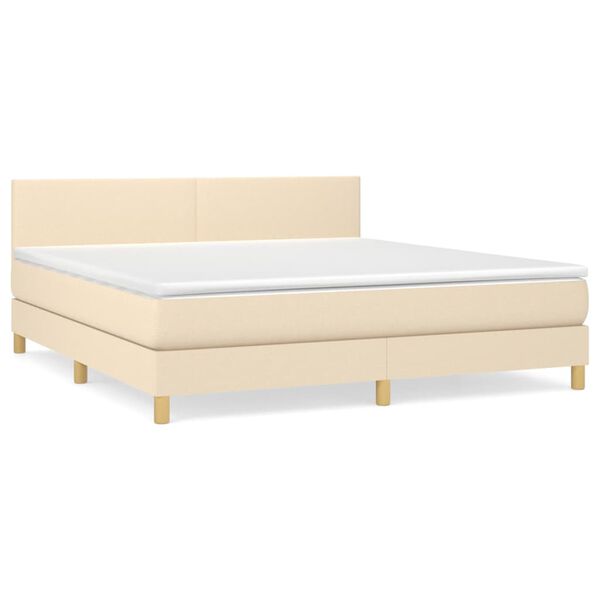 vidaXL Cama box spring con colch&oacute;n tela color crema 160x200 cm