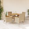 vidaXL Set de comedor jard&iacute;n 5 pzas con cojines rat&aacute;n PE acacia beige