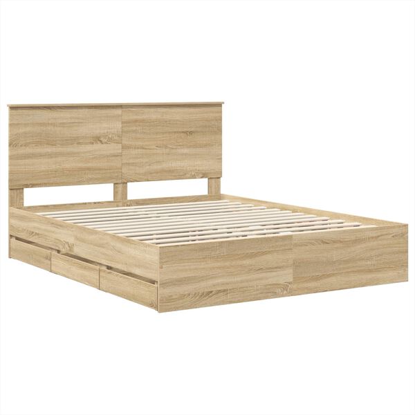 vidaXL Estructura de cama Roble Sonoma 160 x 200 cm Madera Ingenieril