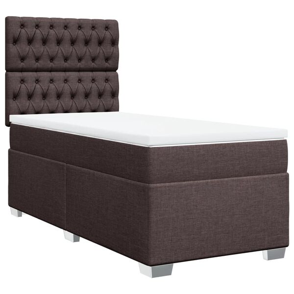 vidaXL Cama box spring con colch&oacute;n tela marr&oacute;n oscuro 100x200 cm