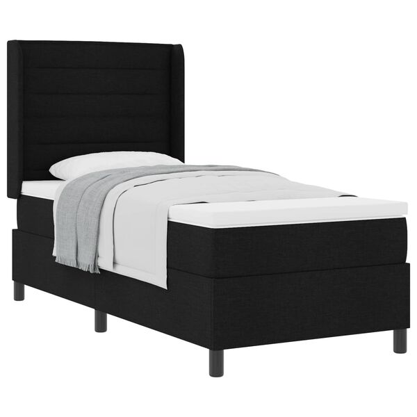 vidaXL Cama tipo Box Spring con colch&oacute;n Negro 90 x 190 cm tela