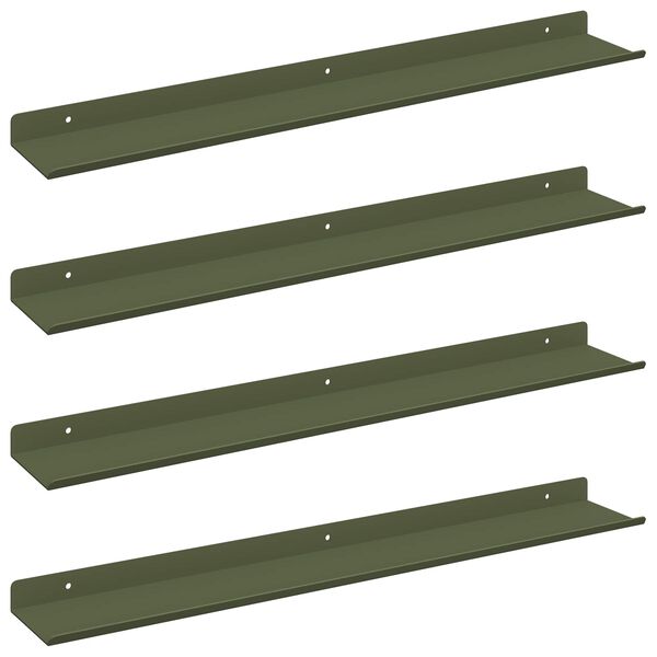 vidaXL Estante flotante 4 pcs Verde Oliva 60 x 8,5 x 2,5 cm Acero