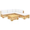 vidaXL Juego muebles de jard&iacute;n 6 piezas y cojines madera maciza teca