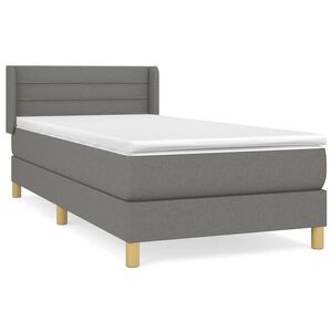 vidaXL Cama box spring con colch&oacute;n tela gris oscuro 80x200 cm