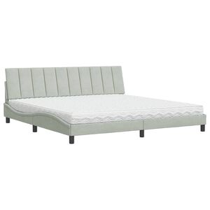 vidaXL Cama con colch&oacute;n Hanko terciopelo gris claro 200x200 cm