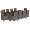 vidaXL Set de comedor de jard&iacute;n 11 pzas y cojines rat&aacute;n sint&eacute;tico gris