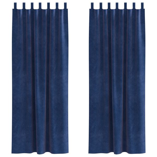 vidaXL Cortinas opacas 2 pcs Azul Oscuro 140 x 260 cm Terciopelo