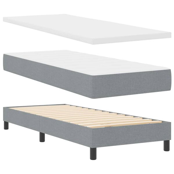vidaXL Cama tipo Box Spring con colch&oacute;n Gris claro 80 x 200 cm tela