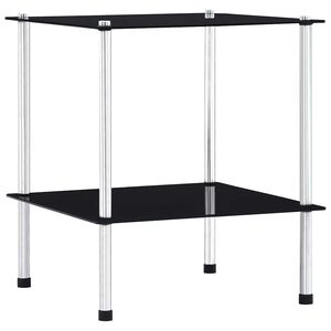 vidaXL Estanter&iacute;a de 2 niveles vidrio templado negro 40x40x47cm
