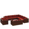 vidaXL Set muebles de jard&iacute;n 11 piezas cojines rat&aacute;n sint&eacute;tico marr&oacute;n