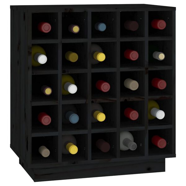 vidaXL Botellero de madera maciza de pino negro 55,5x34x61 cm