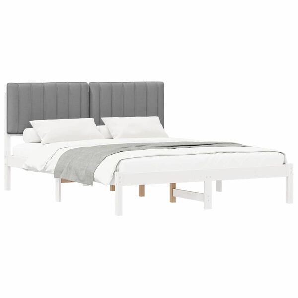 vidaXL Estructura de Cama con Cabecera Tapizada Gris Claro