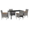 vidaXL Conjunto de Comedor de Jard&iacute;n 5 uds. Gris rat&aacute;n sint&eacute;tico