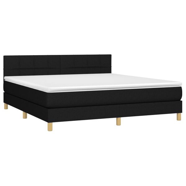 vidaXL Cama box spring con colch&oacute;n tela negro 160x200 cm