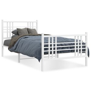 vidaXL Estructura cama sin colch&oacute;n con estribo metal blanco 107x203 cm