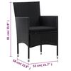 vidaXL Set muebles de jardín 5 piezas y cojines ratán sintético negro