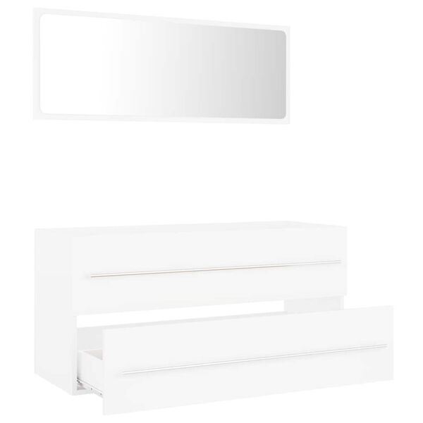 vidaXL Juego de muebles de ba&ntilde;o 2 pzas madera contrachapada blanco