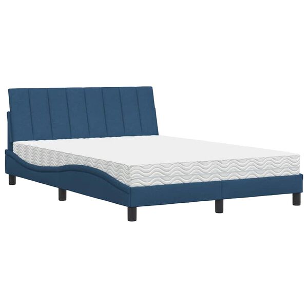 vidaXL Cama con colch&oacute;n Hanko tela azul 140x200 cm