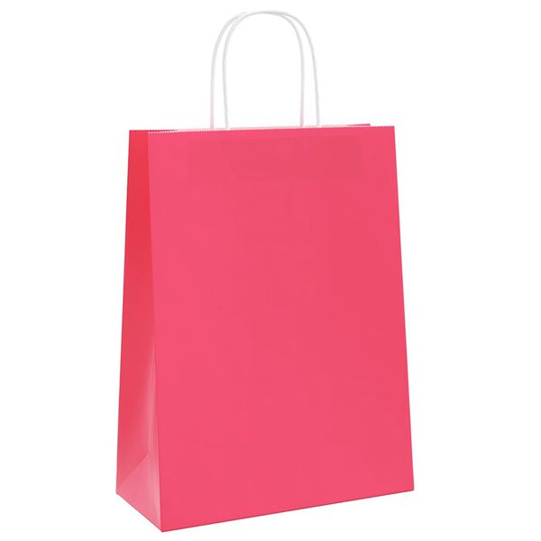 vidaXL Bolsas de papel con asas 50 uds rosa 26x12x35 cm