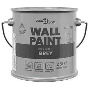 vidaXL Pintura de pared Gris 2,5 L Impresi&oacute;n en pared