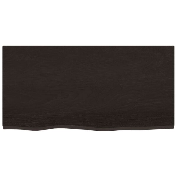 vidaXL Encimera ba&ntilde;o madera maciza tratada marr&oacute;n oscuro 80x40x(2-6)cm