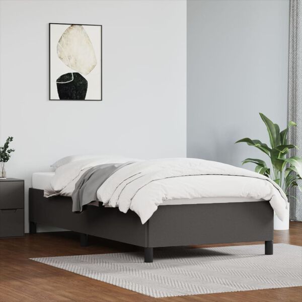 vidaXL Estructura de cama sin colchón cuero sintético gris 90x200 cm