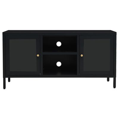 vidaXL Mueble para el televisor acero y vidrio negro 105x35x52 cm