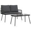 vidaXL Conjunto de Comedor de Jard&iacute;n 2 uds. Negro rat&aacute;n sint&eacute;tico
