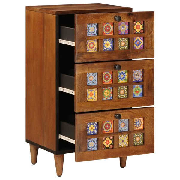 vidaXL Aparador con caj&oacute;n Nogal 40 x 33 x 75 cm Madera de mango maciza