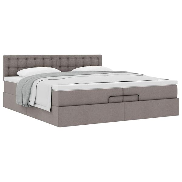 vidaXL Estructura de cama otomana con colch&oacute;n tela gris topo 200x200cm