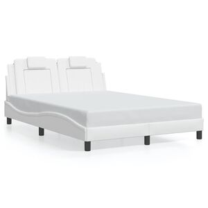 vidaXL Estructura de cama Viana sin colch&oacute;n cuero sint&eacute;tico blanco 140x200cm