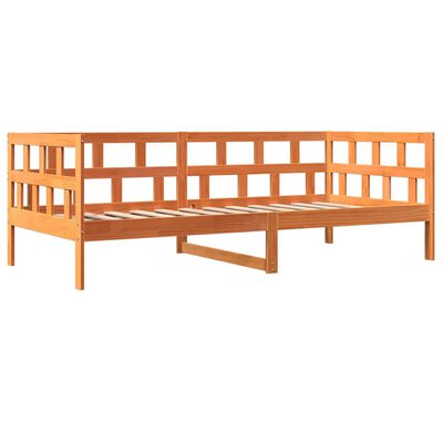 vidaXL Sofá cama de madera maciza de pino marrón cera 90x190 cm