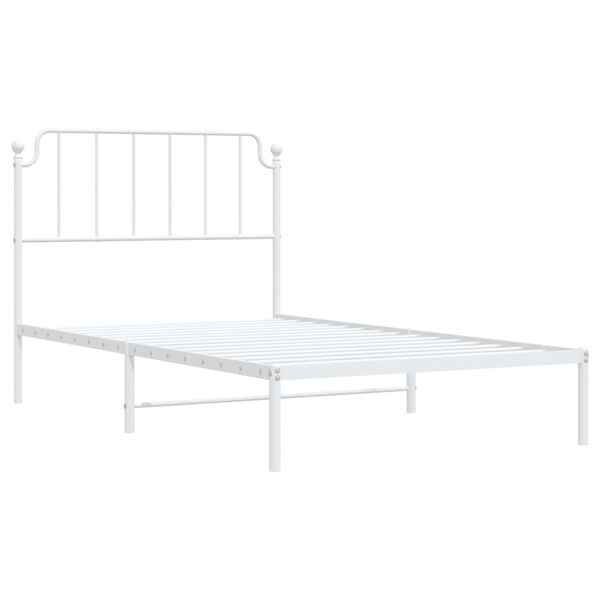 vidaXL Estructura cama sin colch&oacute;n con cabecero metal blanco 107x203cm