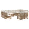 vidaXL Conjunto de sof&aacute;s de exterior 12 pcs Natural y Crema Poli&eacute;ster