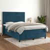 vidaXL Cama box spring con colch&oacute;n terciopelo azul oscuro 140x200 cm